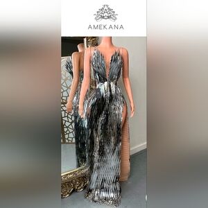 Amekana Side Slit Mirror Dress